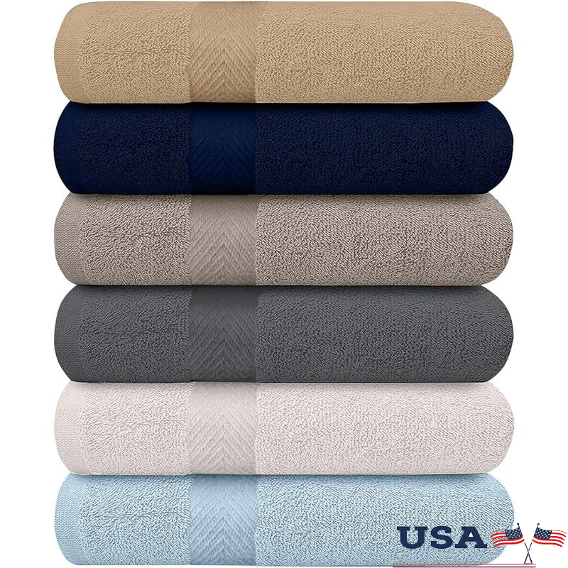 6-Pack Soft Quick-Dry Cotton Bath Towels Lightweight & Absorbent