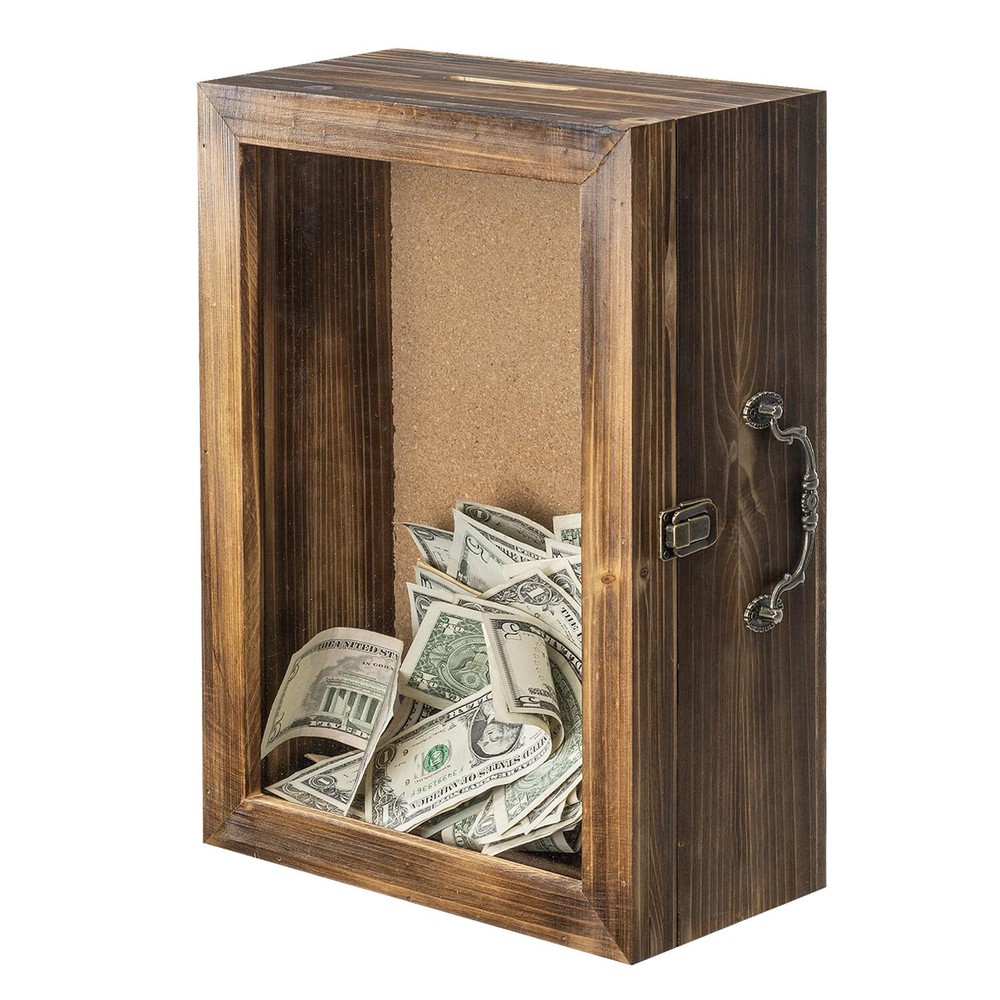 Piggy Bank for Adults,Coin Bank,Solid Pine Wood for Money Box,Shadow Box Styl...