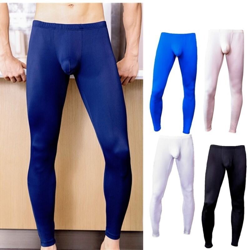 Men’s Solid Color Compression Pants with Elastic Waistband for Yoga, Workout, and Fitness Activities