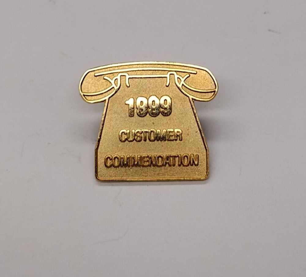 1999 Customer Commendation Gold Tone Telephone Lapel Tack Pin-image