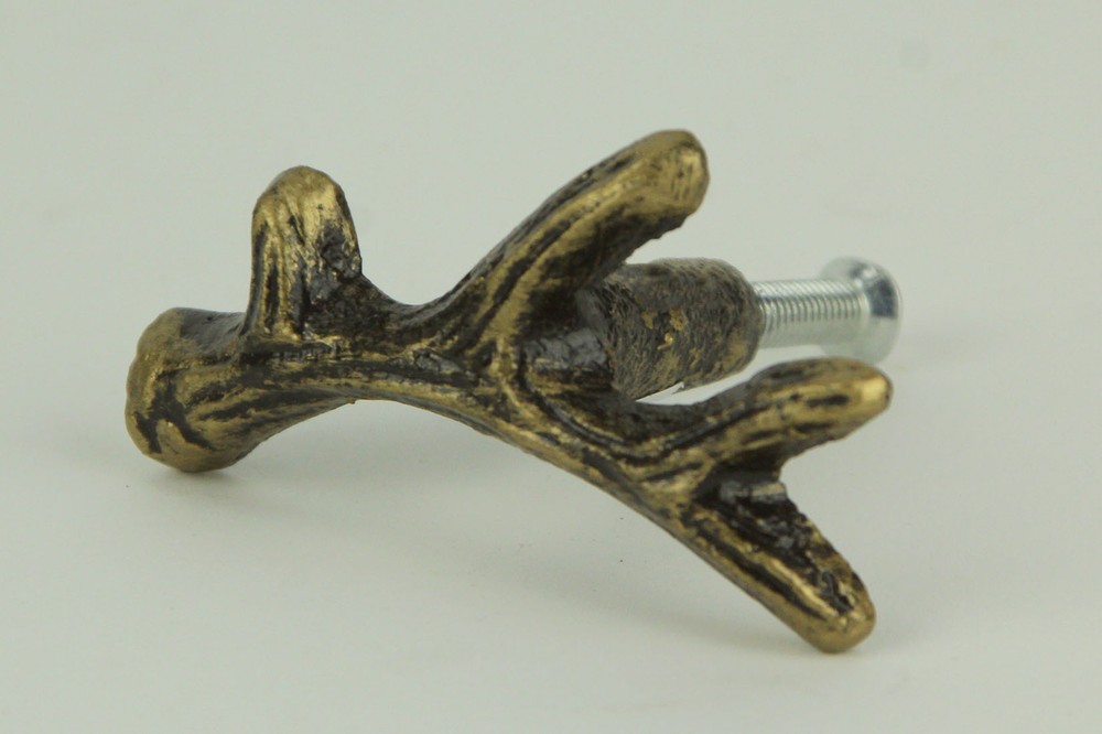 Set of 10 Scratch & Dent Bronze Cast Iron Deer Antler Drawer Pulls