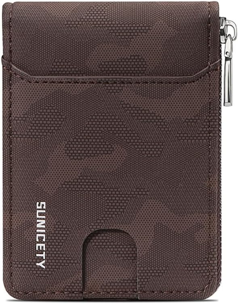 Credit Card Wallet, Zippered Business Card Holder for Men'S and Women'S, RFID Lo-image