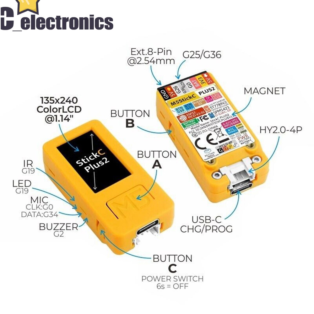 StickC Plus2 ESP32 IoT Development Board WiFi ESP32-PICO-V3-02 Programmable Kit-image