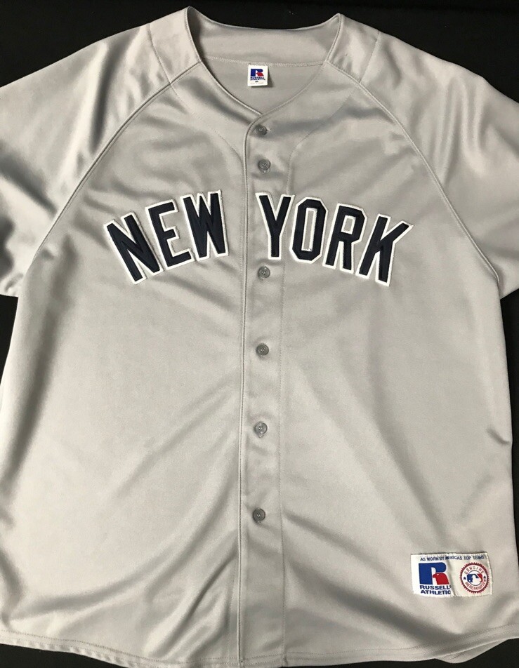 Vintage Russell Athletic New York Yankees Jersey Road Gray Mlb Baseball 90s XL