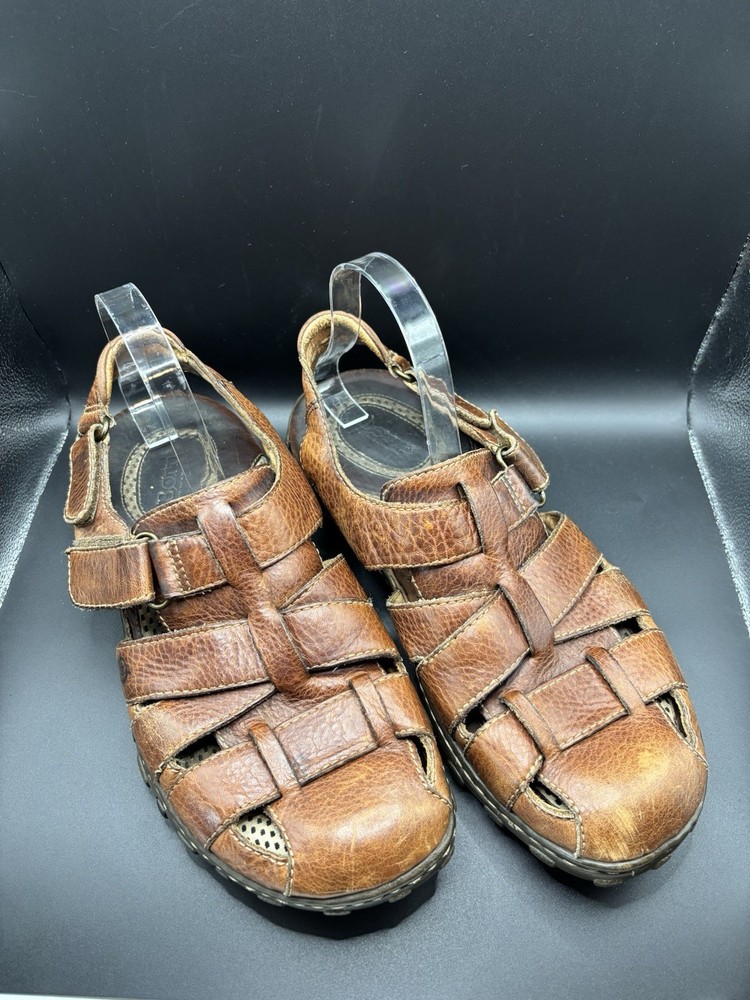 Handcrafted Brown Leather Fisherman Sandals for Men Size 11 Closed Toe Comfortable Design