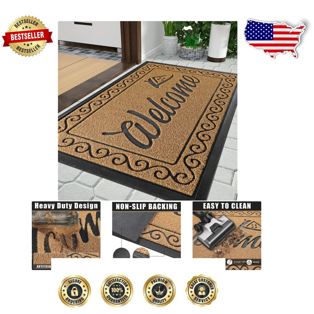 Low Profile Yellow Doormat - 36 x 24 Heavy Duty Waterproof and Stain Resistant