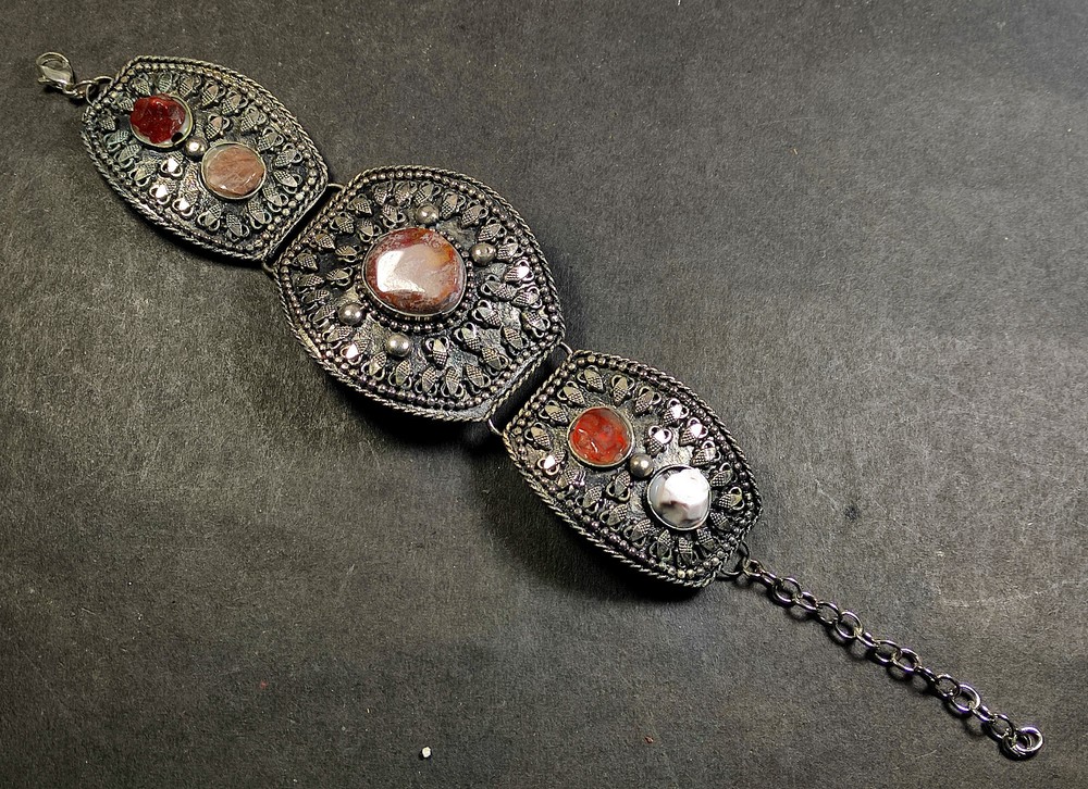 B2973C Ethnic Tribal Gypsy Agate Stone Banjara Adjustable Bangle Bracelet India