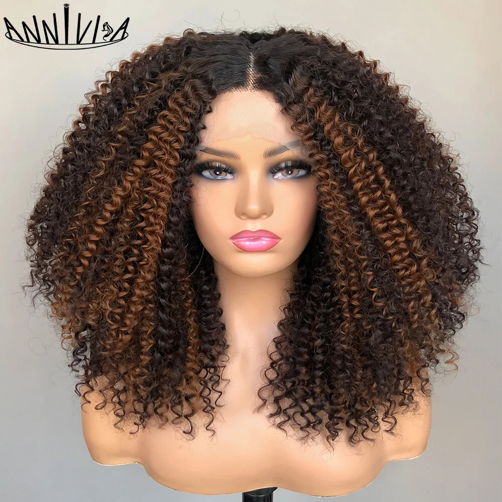 Curly Lace Front Synthetic Wig Pre Plucked 13x4 HD Glueless Short Style