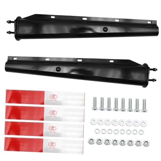 Black Straight Spring Loaded Mud Flap Hanger for semi Trucks, 2.5