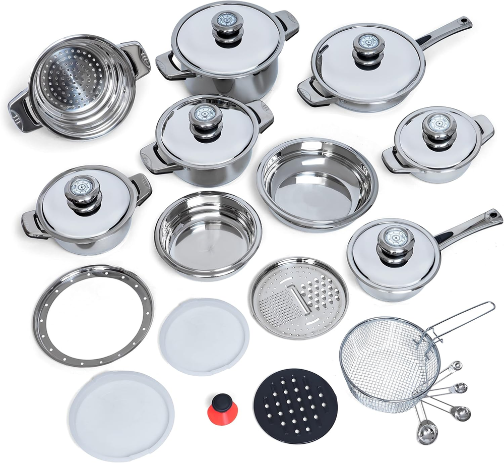 28-piece 12-element heavy-duty stainless steel cookware set
