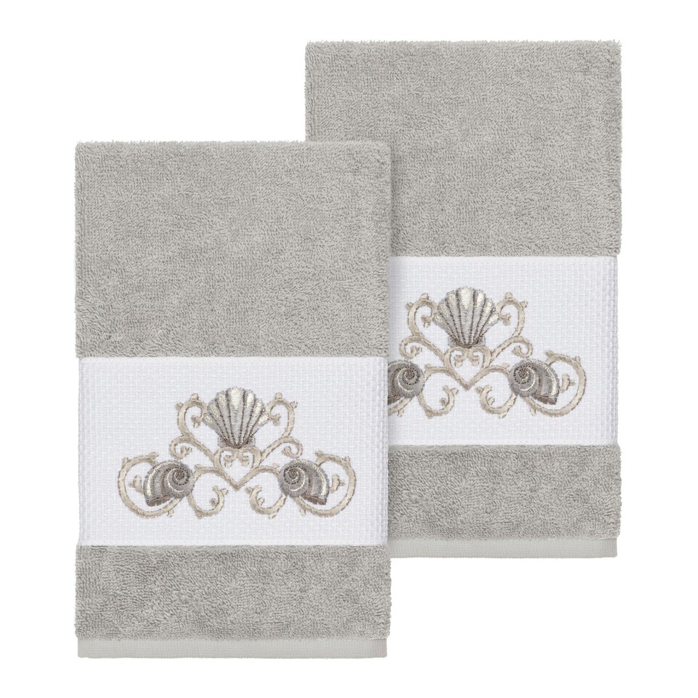Luxury Hotel-Style Grey Embroidered Turkish Cotton Towel Set