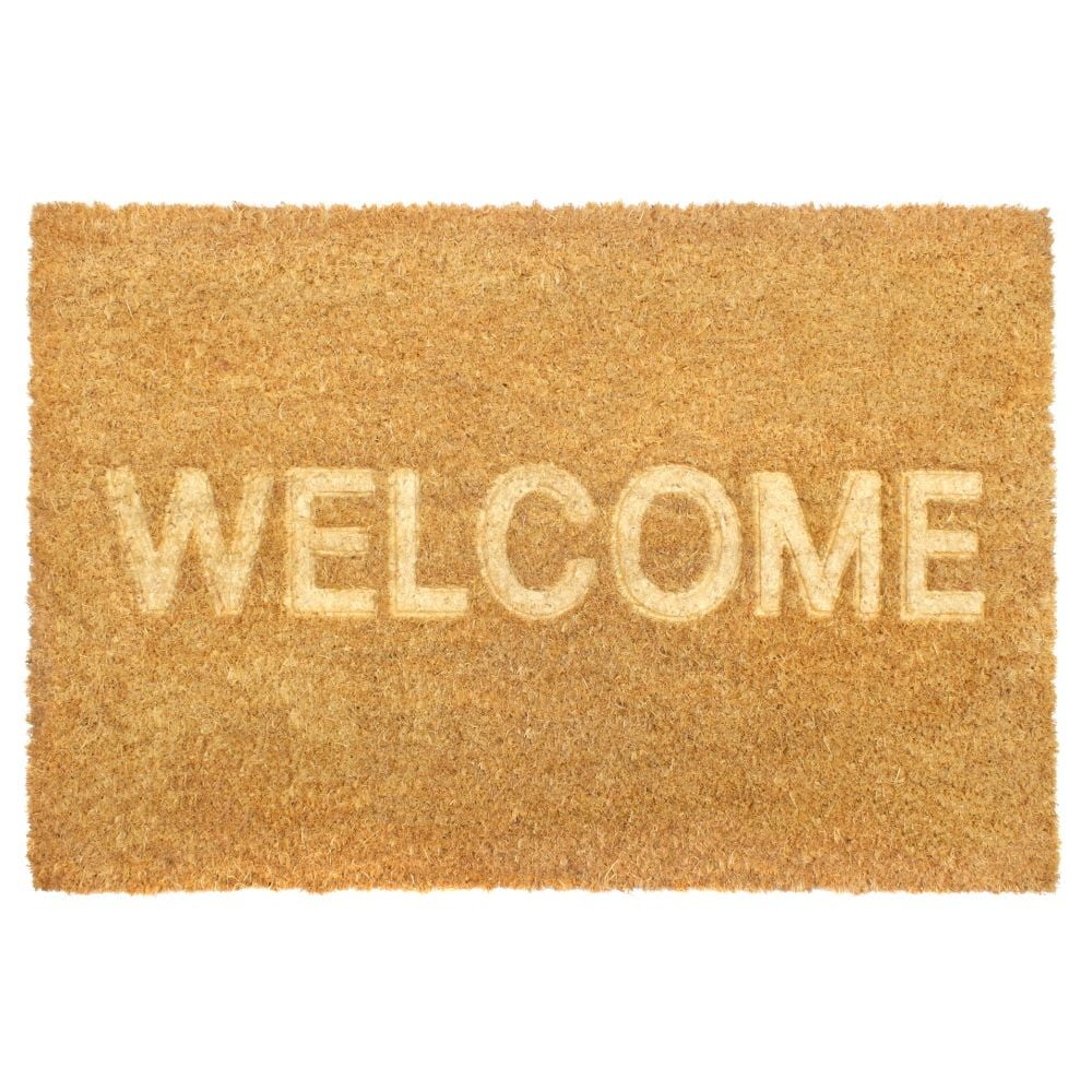 Machine-Tufted Embossed Coir Doormat for Indoor & Outdoor Use  