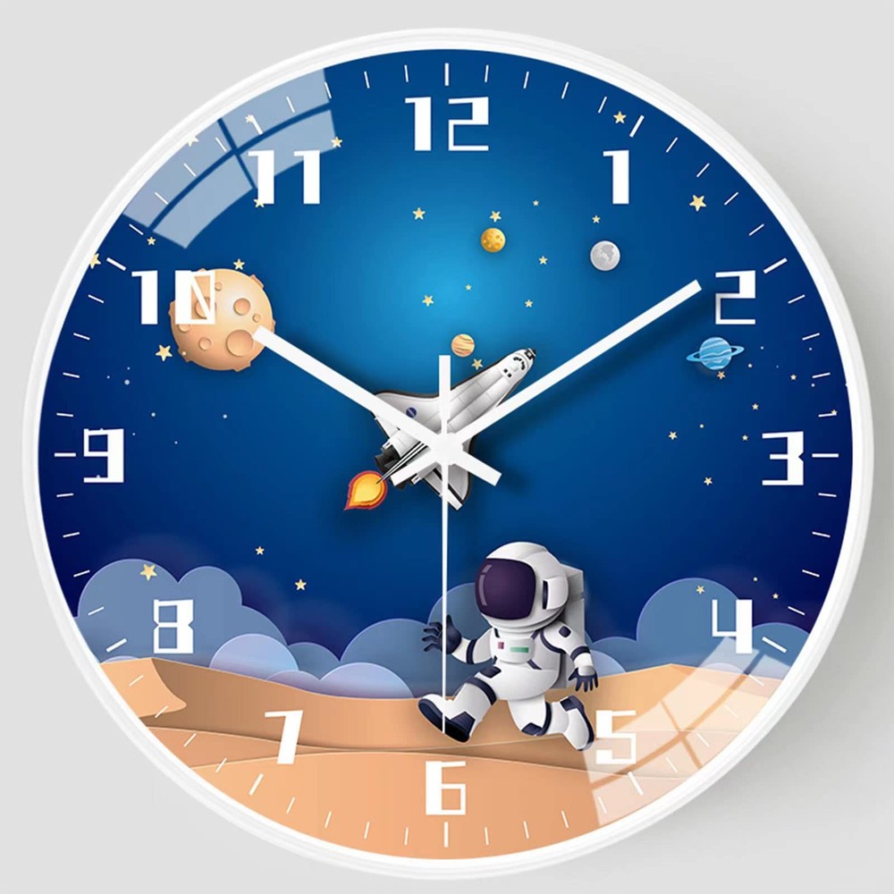 12 Inch Silent Movement Wall Clock, Non Ticking Children Round Wall Clock Bat...