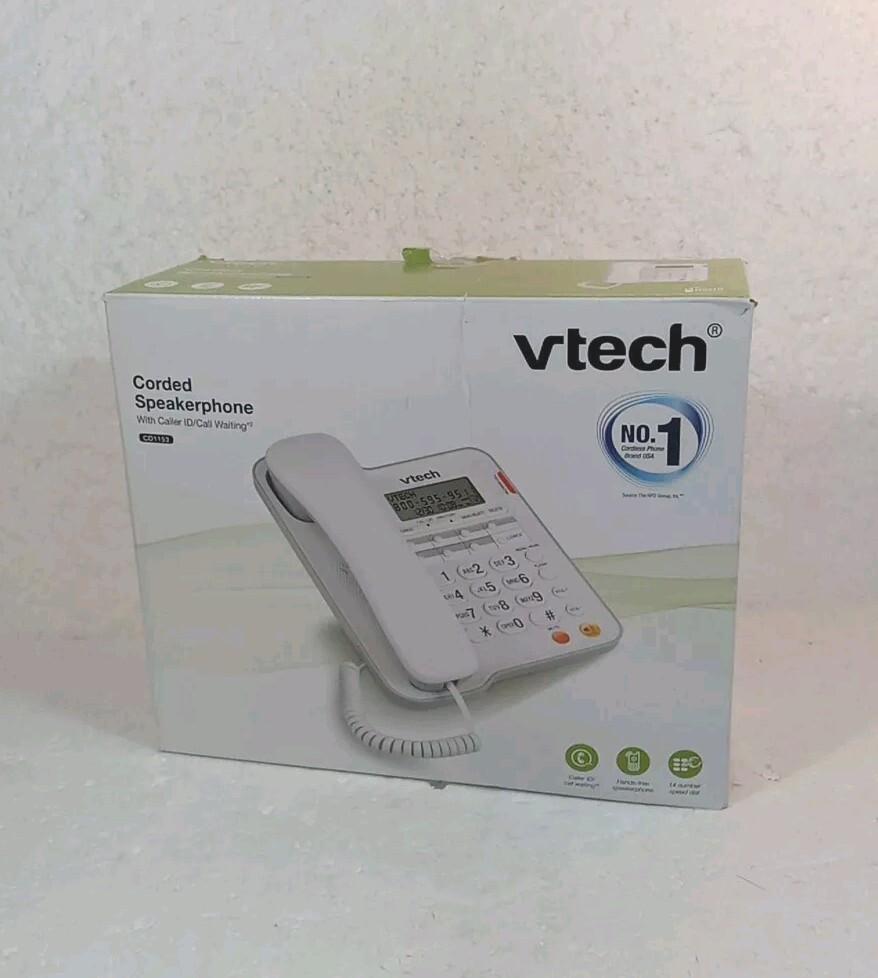 VTech  Corded Desk or Wall Speakerphone Caller ID waiting White