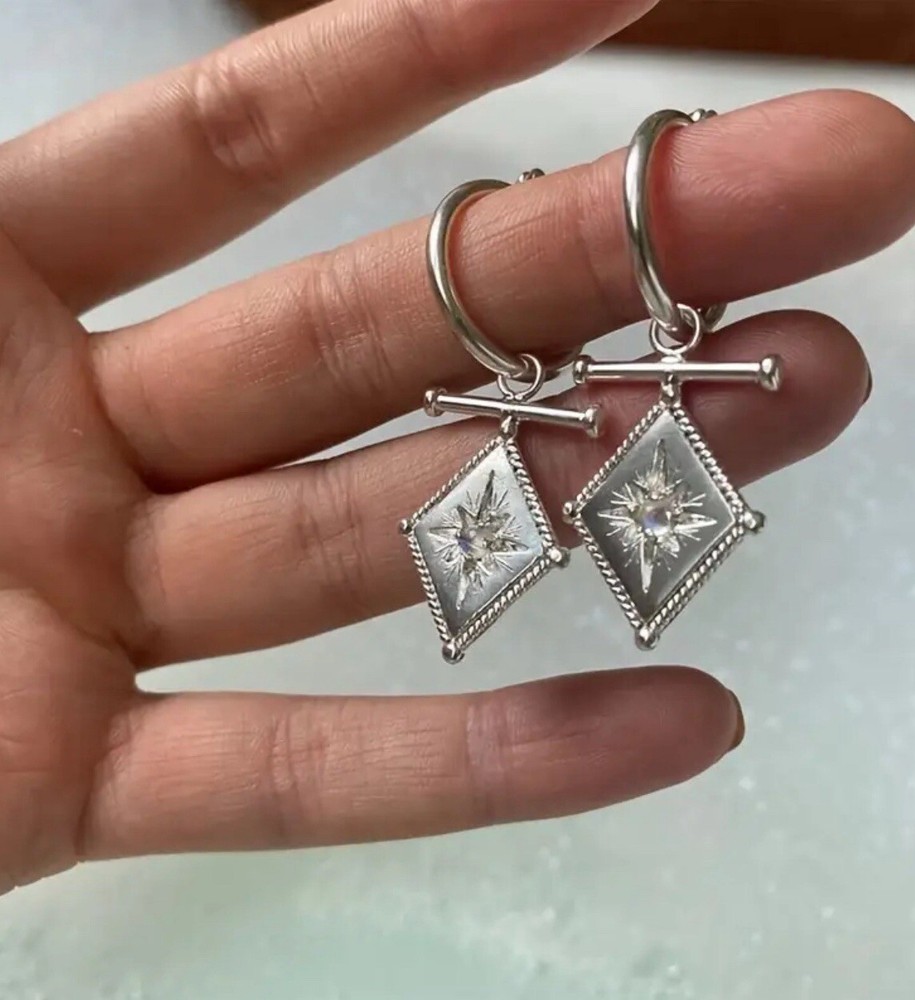 women’s boho asymmetrical silver Earrings