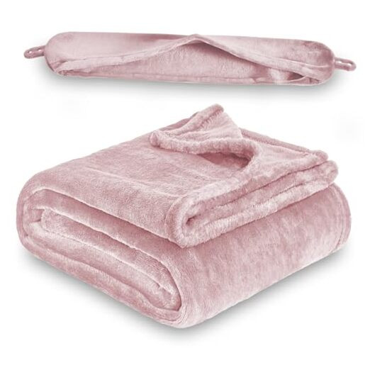 2 in 1 Travel Blanket, Soft Warm Blanket with Cozy Neck Pillow Case, Portable