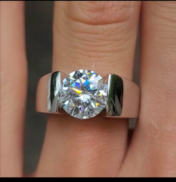 4Ct Men's Wedding Ring Lab Created Solitaire Diamond Band With 10K White Gold