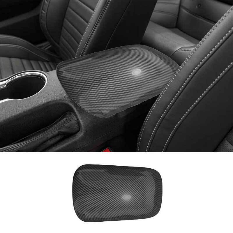 ABS Carbon Fiber Center Console Armrest Lid Box Cover For Ford Mustang 2015-2023