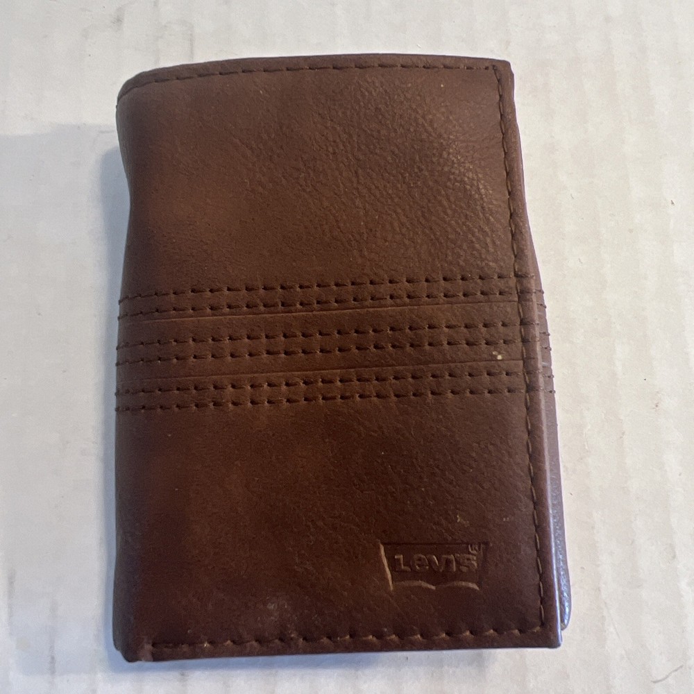 Levi's Mens Trifold Security Leather Wallet RFID Blocking Tan Brown READ