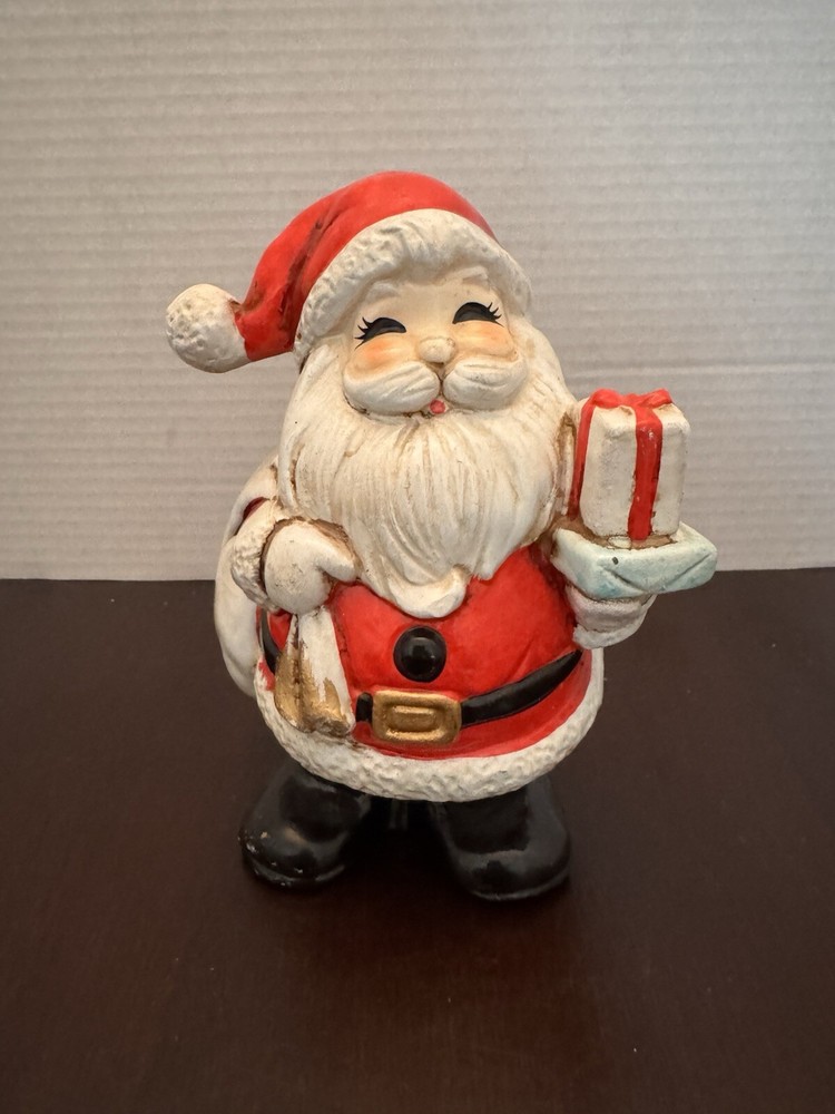 Vintage Santa Claus Piggy Bank Homco #5610 Ceramic Christmas Decor with Stopper