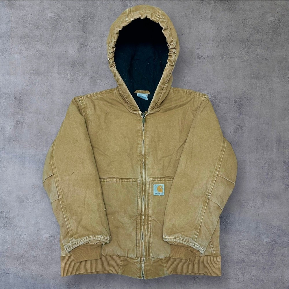 Vintage Y2K Brown Carhartt Hooded Work Jacket Youth Style