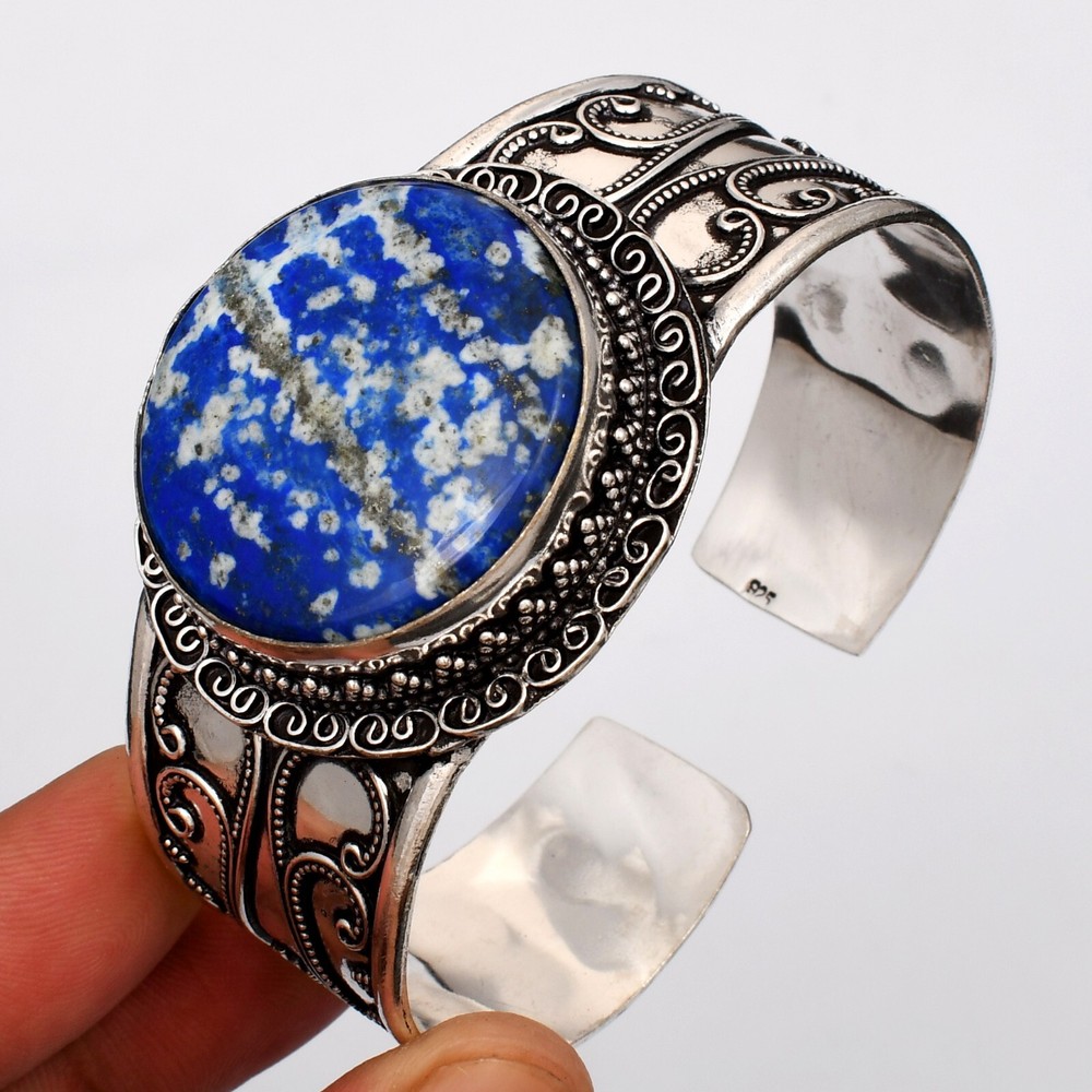 Lapis Lazuli Ethnic Gemstone Handmade Adjustable Bangle Jewelry CB-188