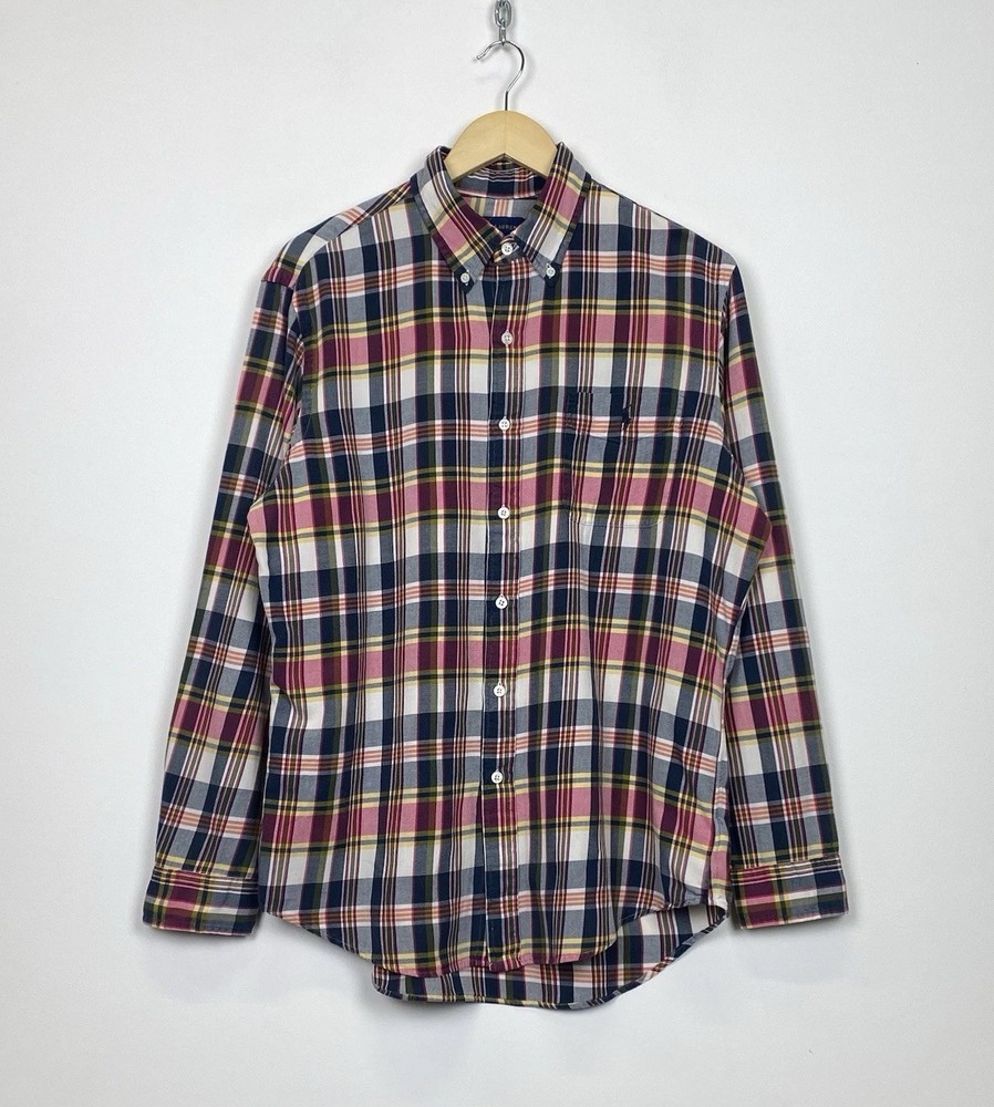 Polo Ralph Lauren Plaid Shirt Buttons Up Men’s Size L Multicolour Luxury Logo