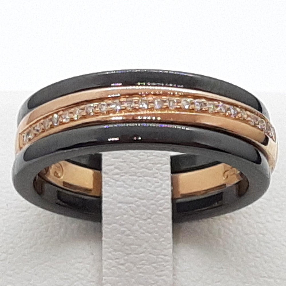 Comfort Fit .25ct H-SI Diamond Ceramic 14K Rose Gold 925 Engagement Wedding Ring