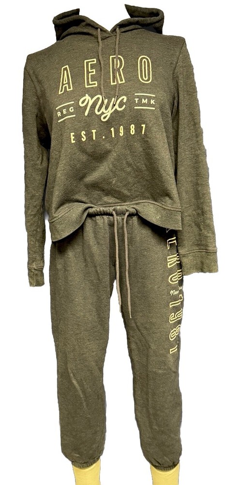 Aeropostale Aero Womens Navy Blue Hoodie (XL) & Sweat Pants (L) Matching Set