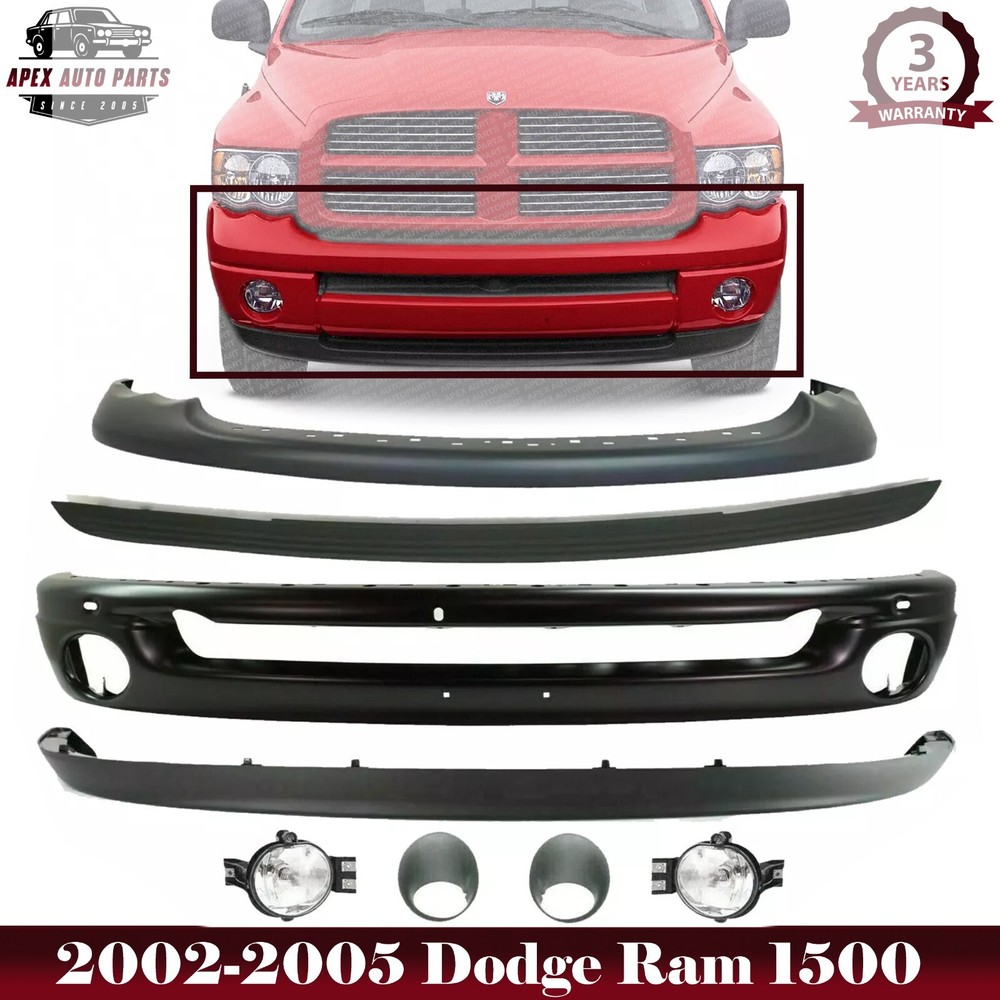 Primed Front Bumper Kit with Fog Lights for 2002-2005 Ram 1500 2500 3500