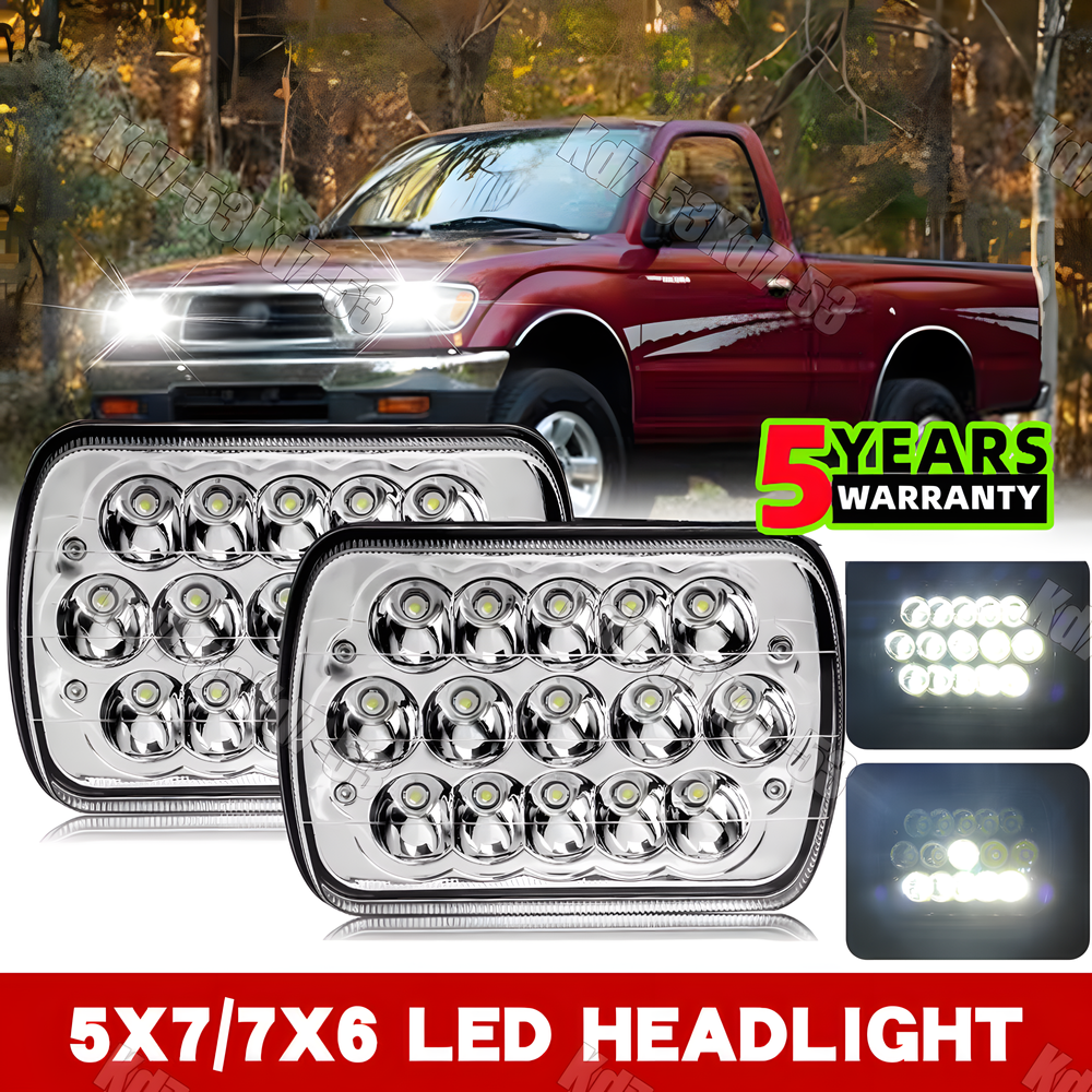 1982-95 Toyota Pickup & 4Runner 5x7 7x6 LED Headlights Hi-Lo Beam DRL