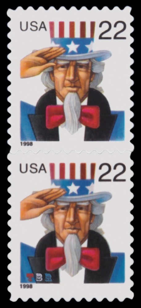 3259b Uncle Sam 22 Setenant Pair Top 3259 Bottom 3259a Scarce MNH - Buy Now-image