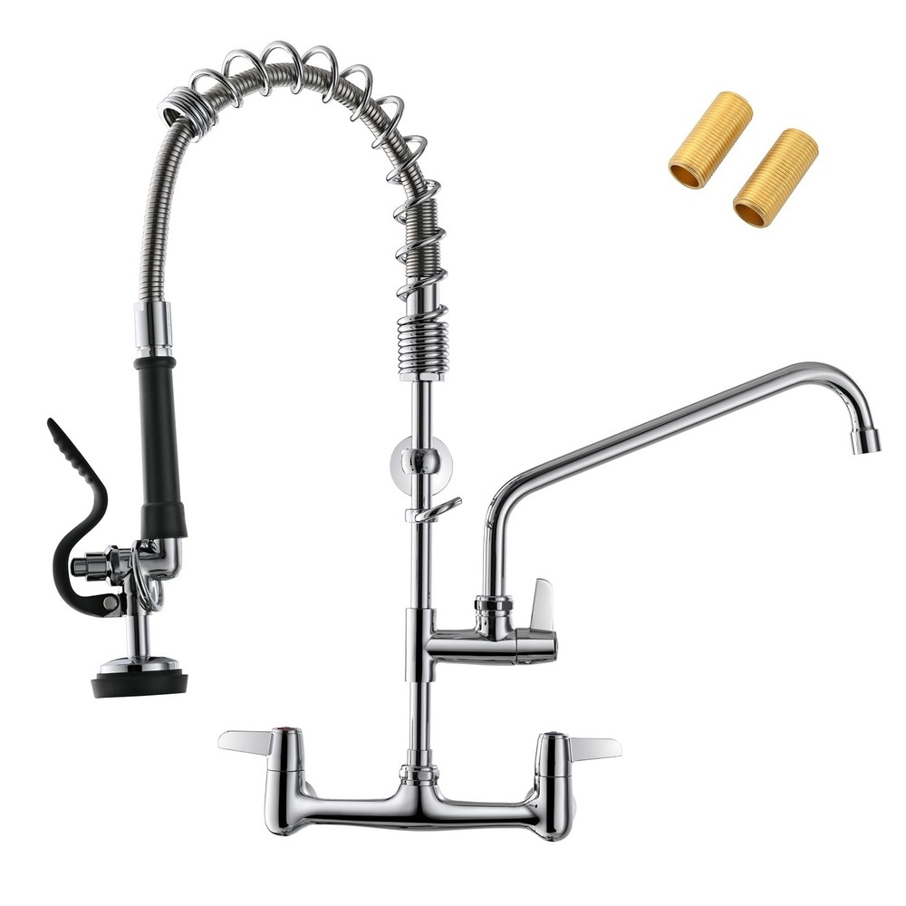 GIMILI 8-Inch Commercial Wall Mount Sink Faucet with 25-Inch High Sprayer