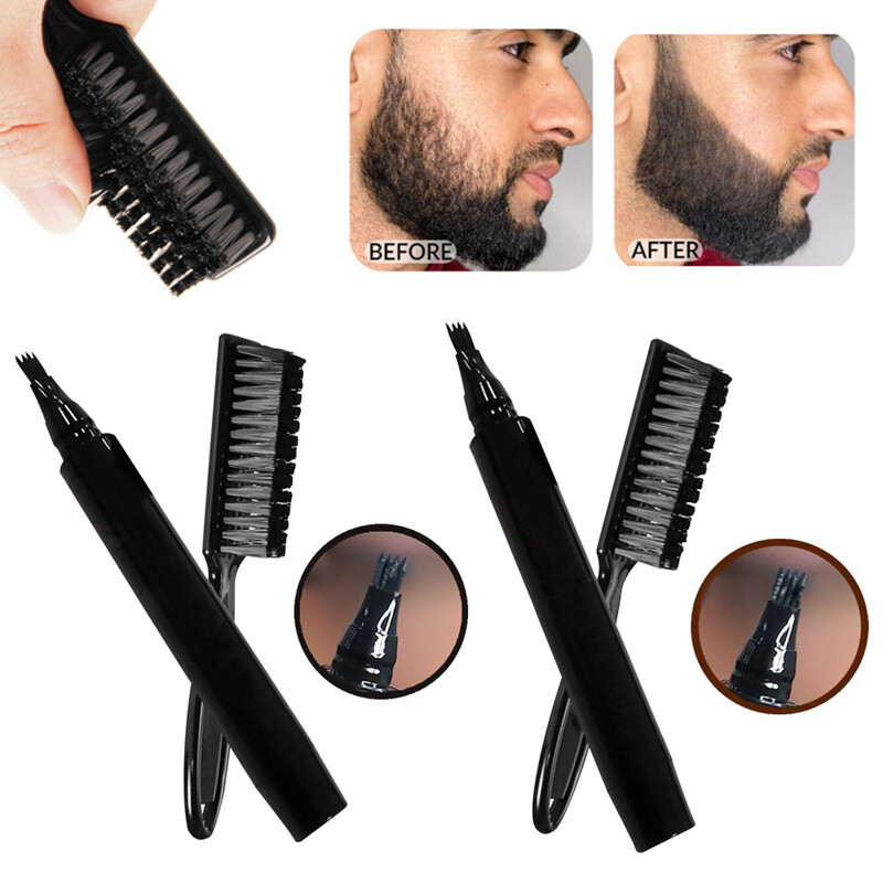 Waterproof Beard Pencil for Hair Growth, Long-Lasting Moustache & Eyebrow Filler Brush