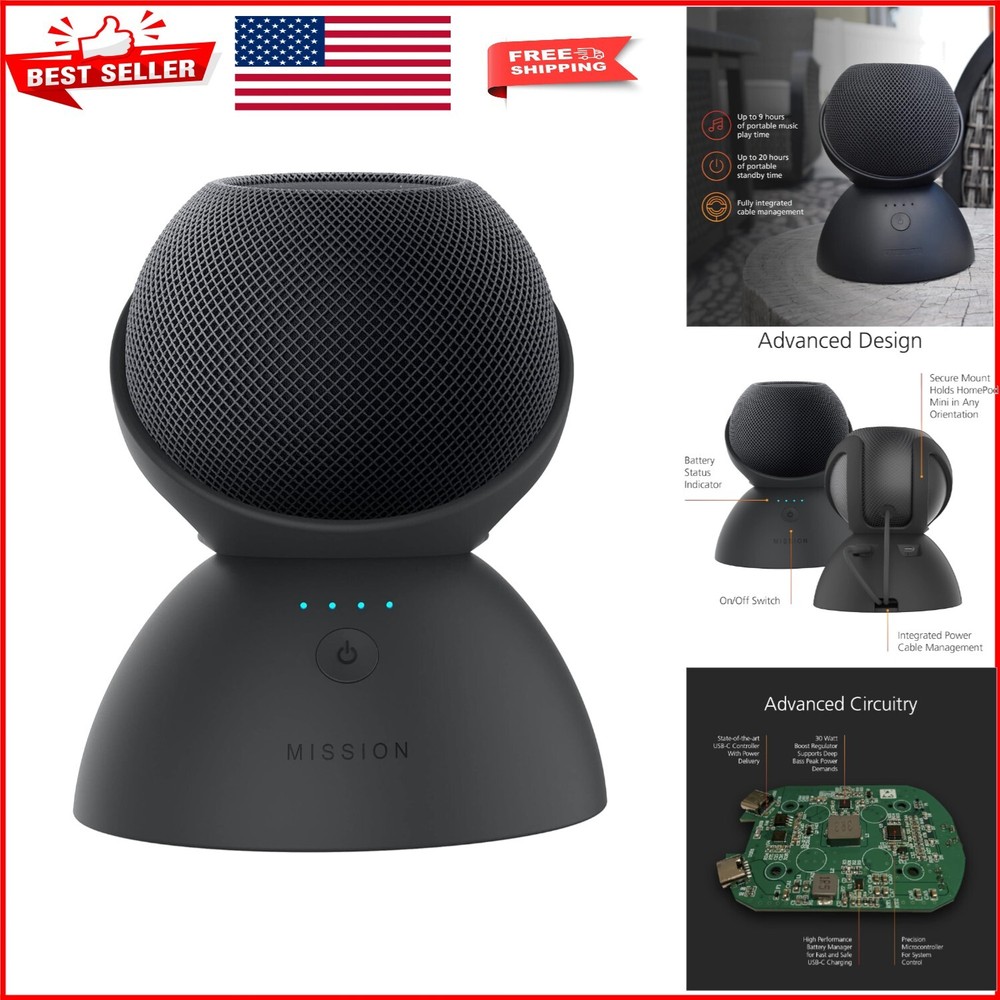 Compact 9-Hour Lithium Ion Battery Base for Mobile HomePod Mini Experiences