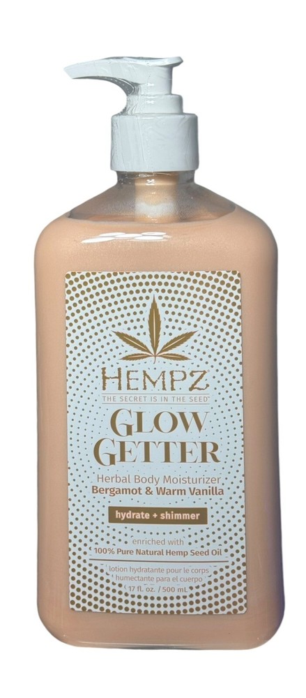 Hempz Glow Getter Herbal Body Moisturizer w/ Shimmer 17oz Bergamot & Vanilla