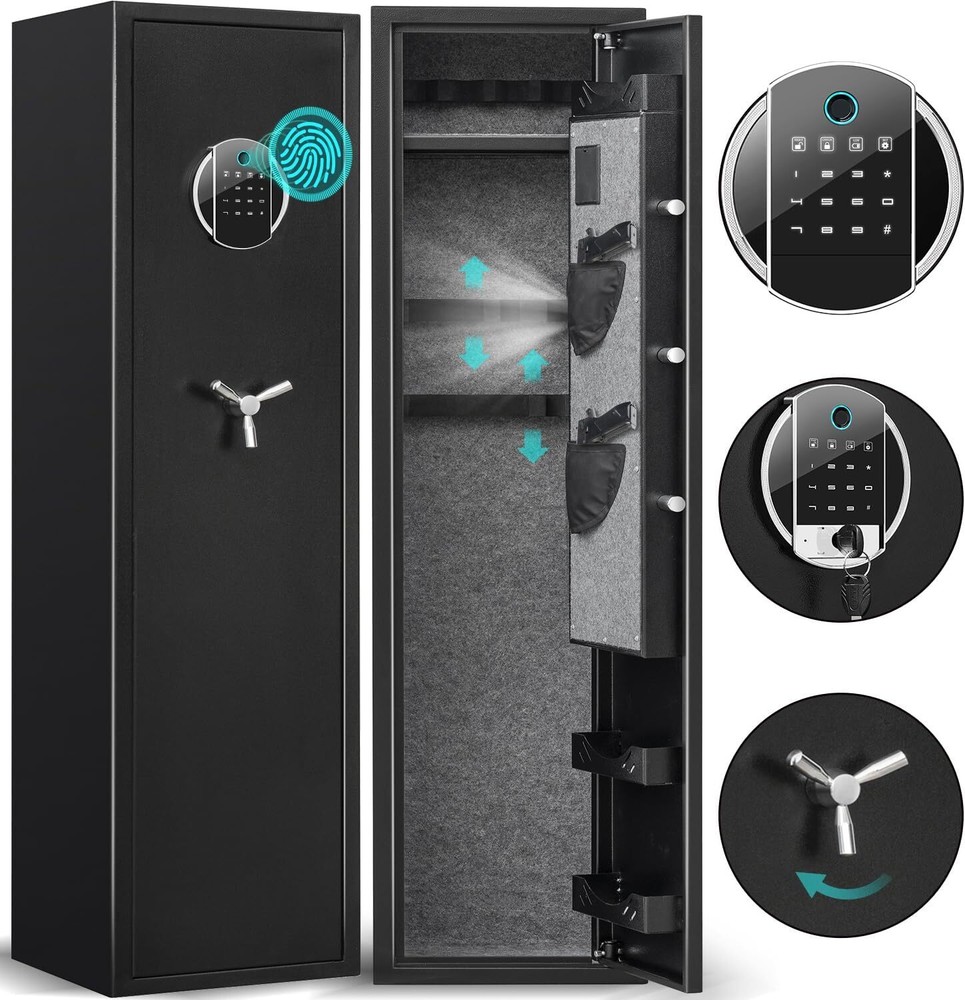 Biometric Fingerprint Gun Safe, 3-5 Rifle Gun Safes for Home Rifle and Pistols-image