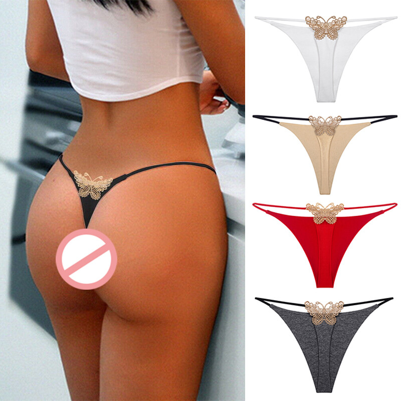 Women Girl Sexy G-string Thong Lingeries Butterfly Embroidery Underwear Knickers