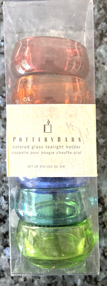 Pottery Barn Colored Glass Votive Candle Holders Set of 6