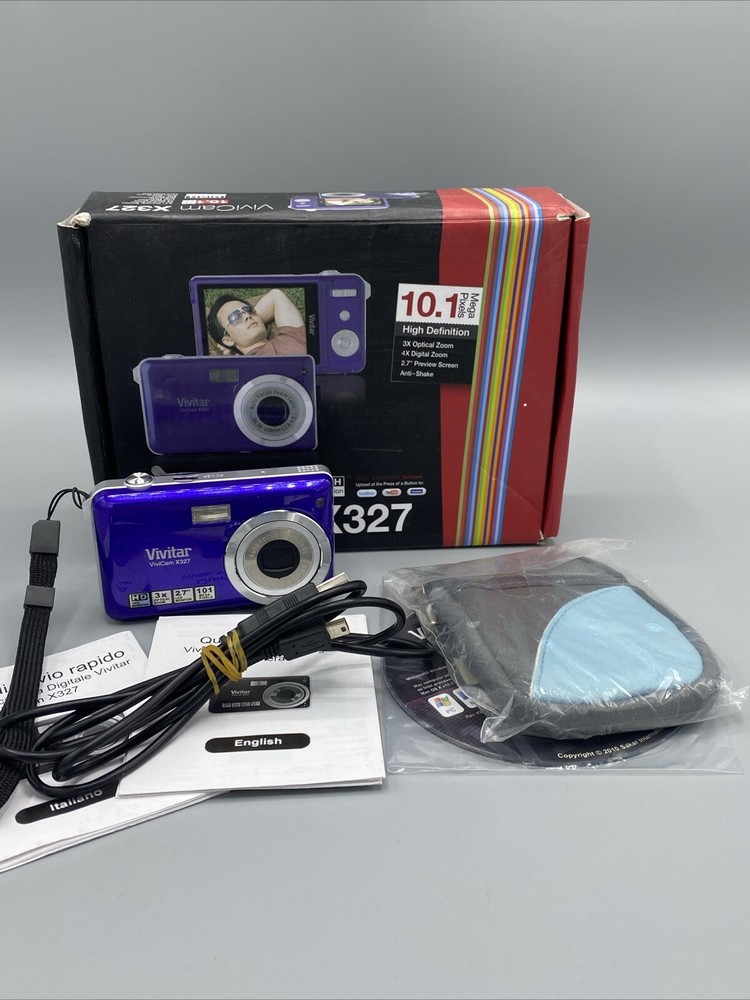 Vivitar ViviCam X327 Digital Camera In Purple With Box Spares Or Repairs