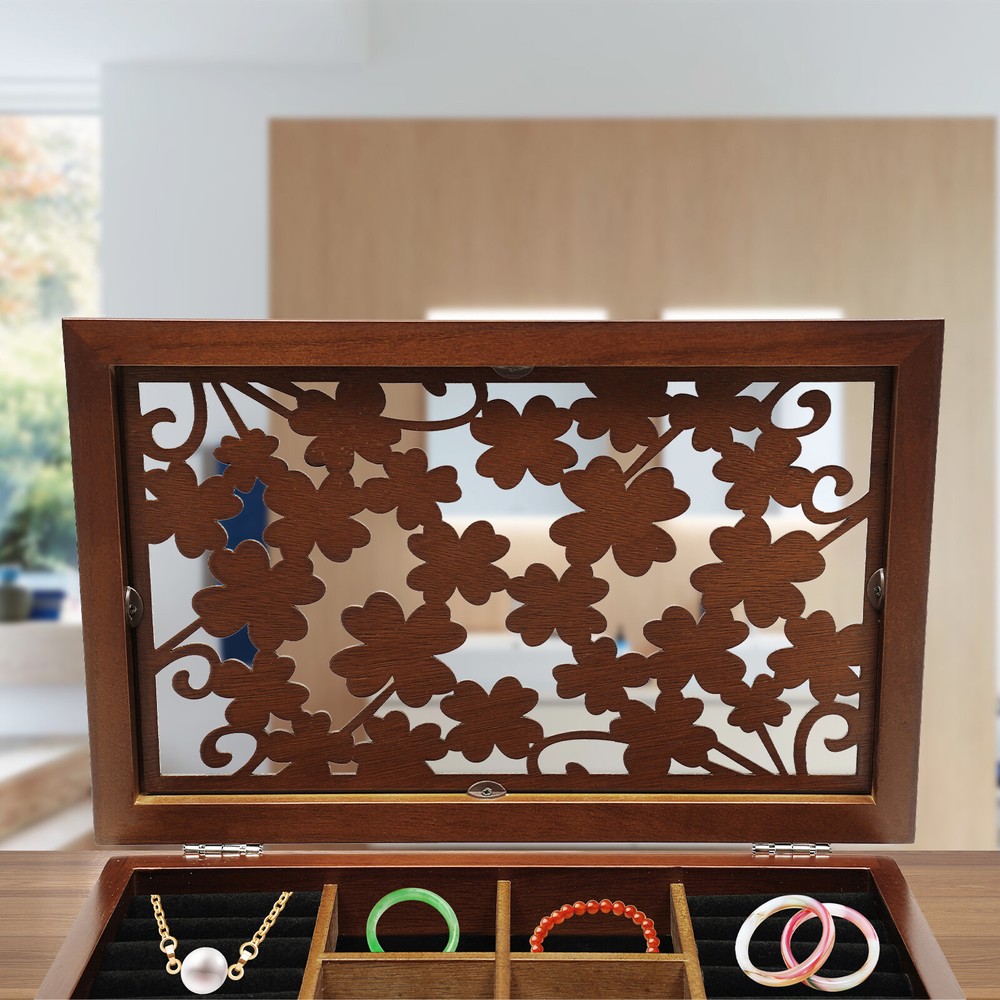 6-Layer Jewelry Storage/Collection Box Wooden Jewelry Organizer Case US