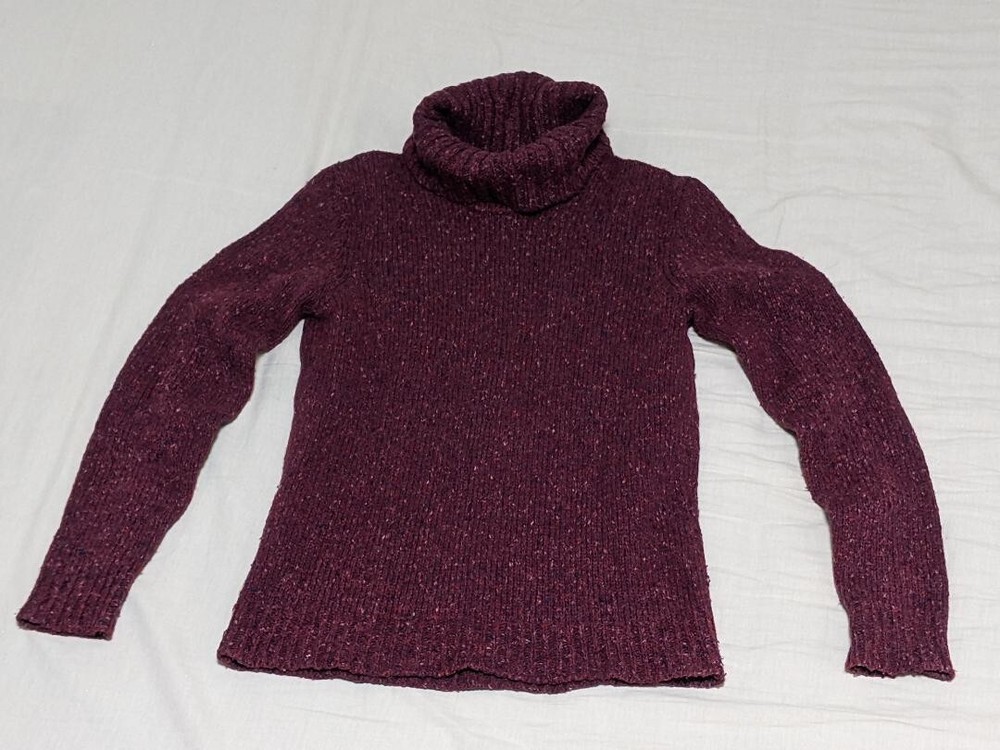 Burberry London Cashmere blend Turtleneck Sweater Knit WineRed Women Size M Used