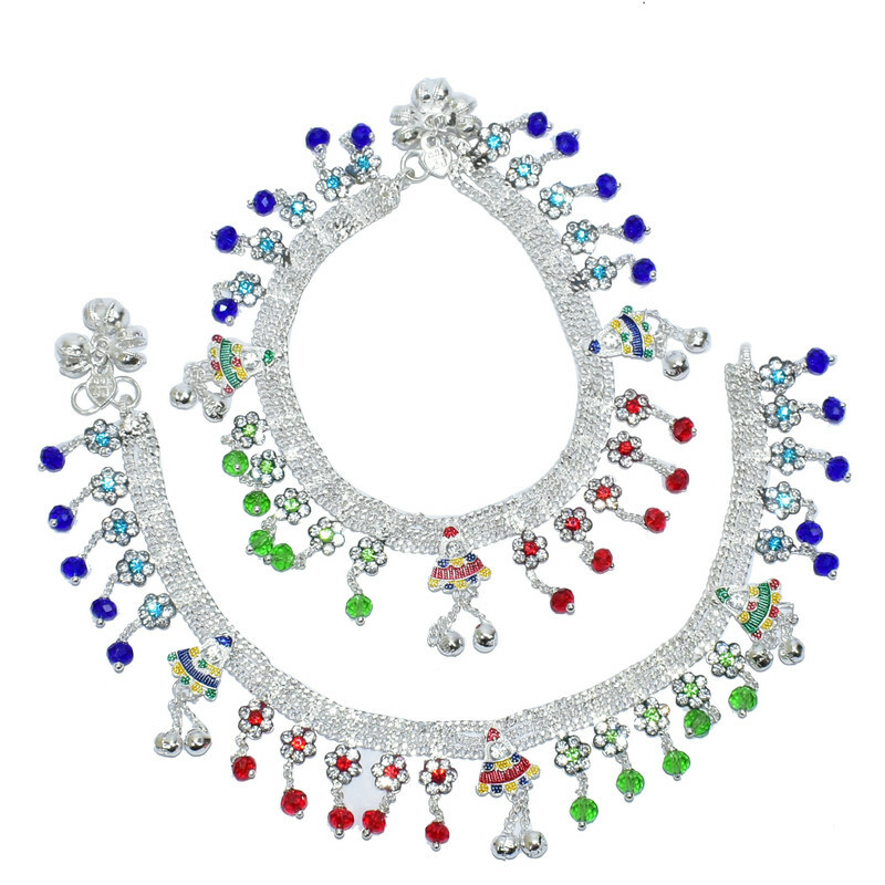 Fashion Ankle Bracelet Foot Anklet Chain Payal Tassel  Multicolor Stone Bracelet