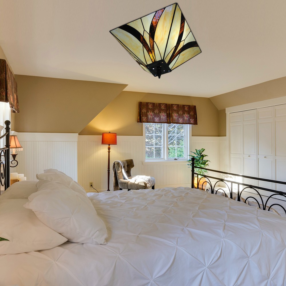 3-Light Stained Glass Tiffany Ceiling Lamp Vintage Chandelier Fixture Home Decor