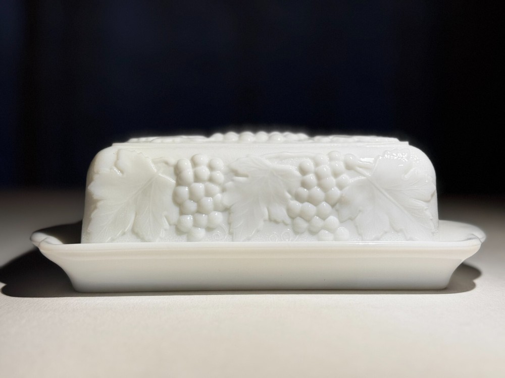 Vintage Imperial Milk Glass Butter Dish with Cover