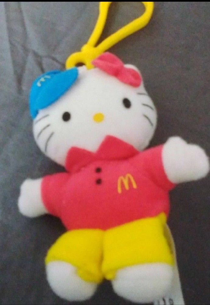McDonald’s Hello Kitty Employee Plush HAPPY MEAL Clip Keychain Y2K