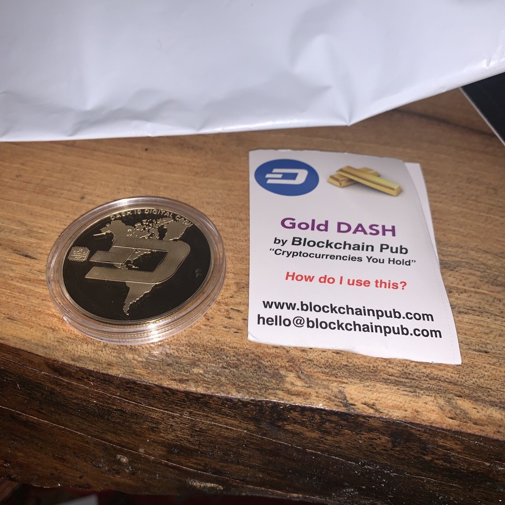 Gold DASH | Cryptocurrency Crypto Virtual Currency | Gold Plated Coin Blockchain-image