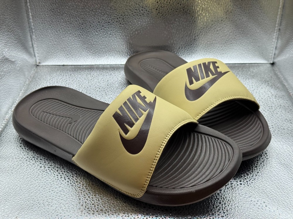 Nike Victori One Slides Wheatgrass Baroque Brown US 9 Mens CN9675-701