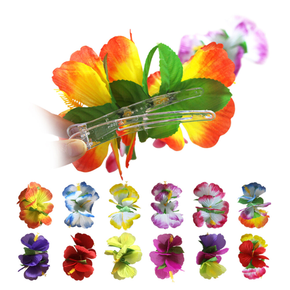 12PCS Hibiscus Flower Hair Clips Pins for Wedding Beach Holiday