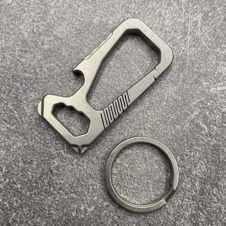 TC4 Titanium Alloy Keychain Carabiner Opener Outdoor Portable Multi EDC Tool Toy